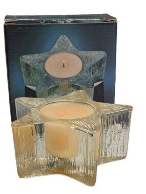 Avon Starbright Fragrance Candle Floral Medley White Glass Star Holder